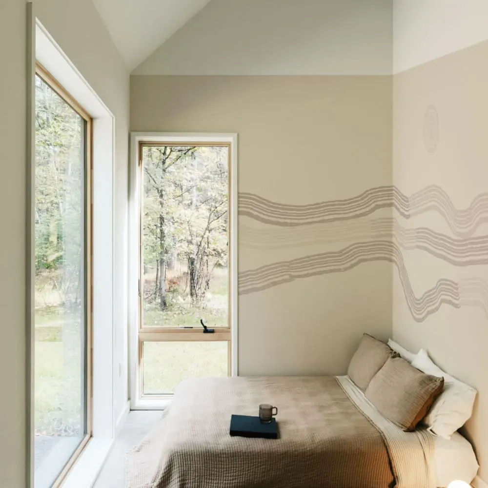 Papier peint panoramique paysage graphique beige 450x250cm