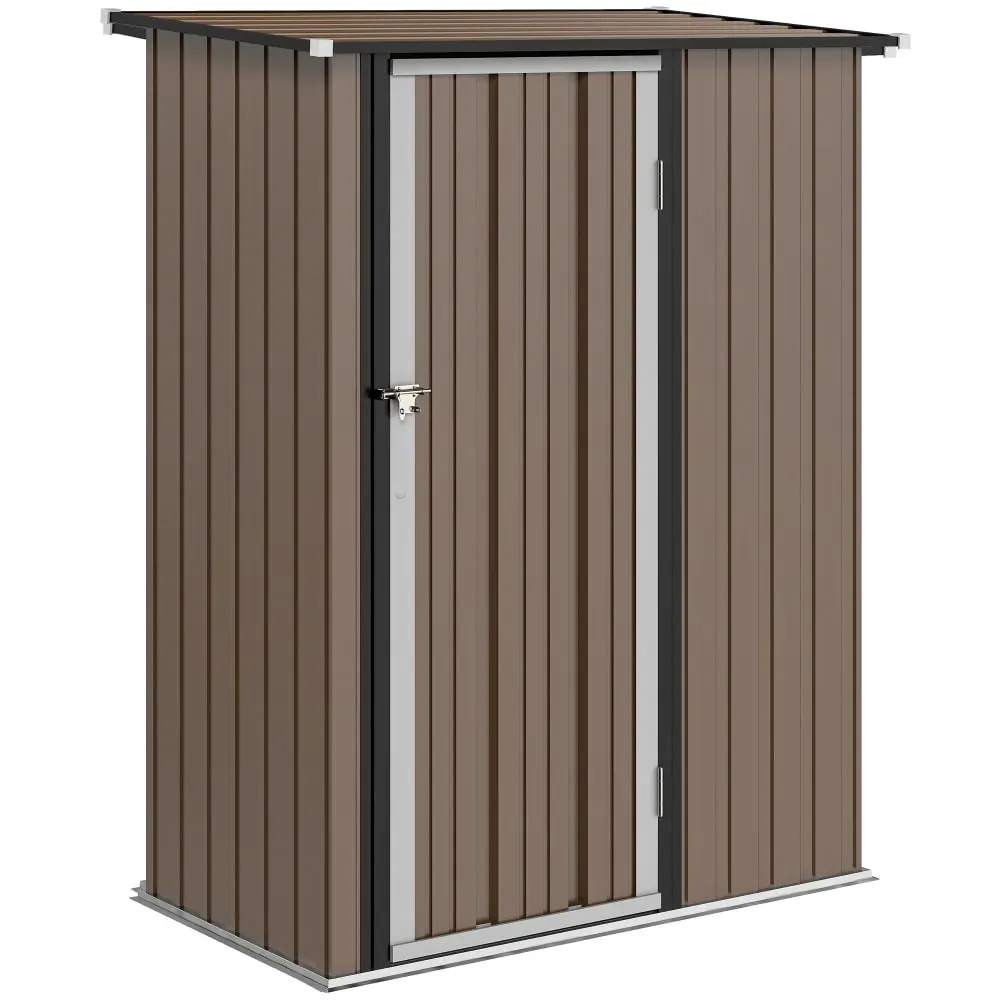 Abri de jardin porte verrouillable acier galvanisé marron