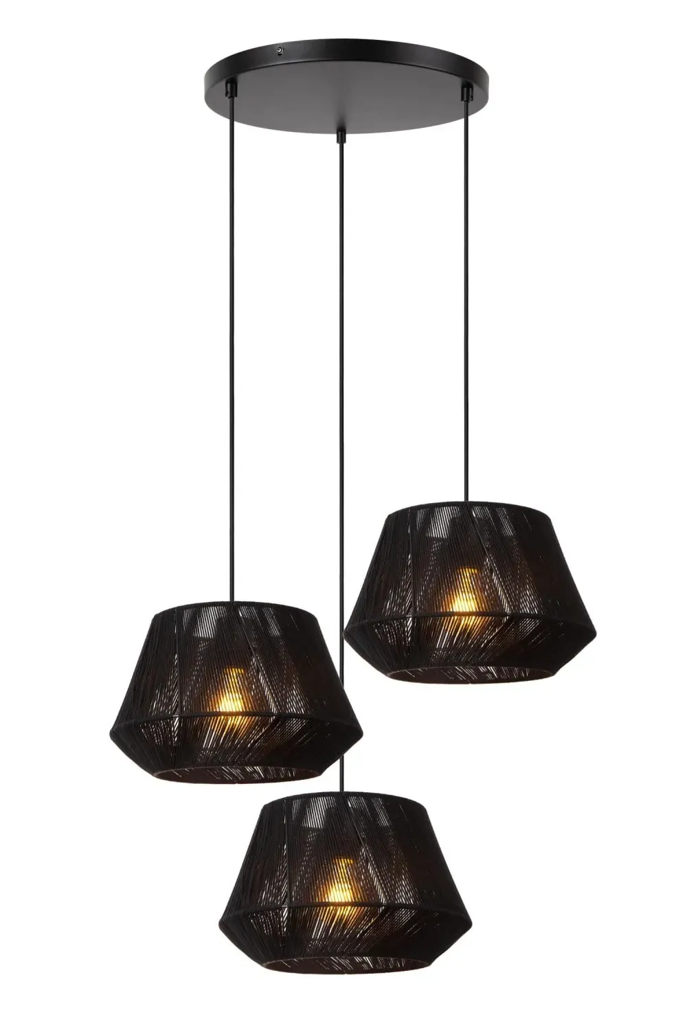 Suspension coton 3 lumières noir