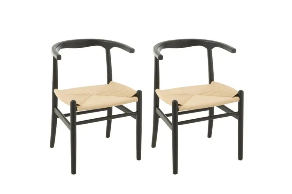 Chaises de salle à manger en corde et bois de hêtre noir