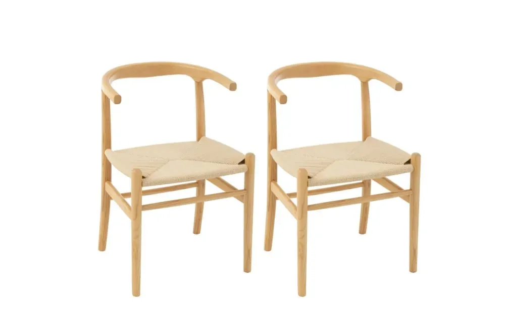 Chaises de salle à manger en corde et bois de hêtre