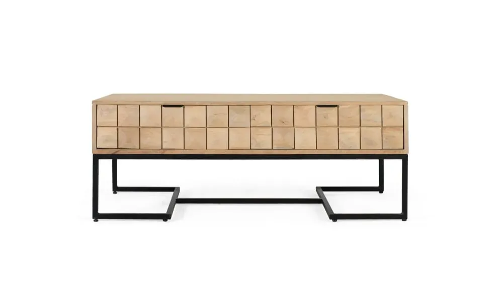 Table basse en bois de manguier sculptée à la main 120 cm