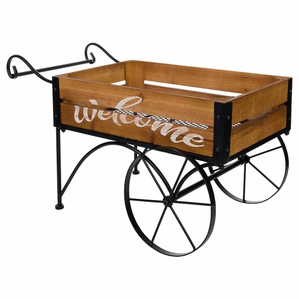 Brouette en bois et métal 62x32x40,5h cm