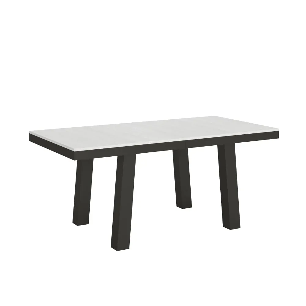 Table extensible effet bois frêne blanc 90x180/284 cm