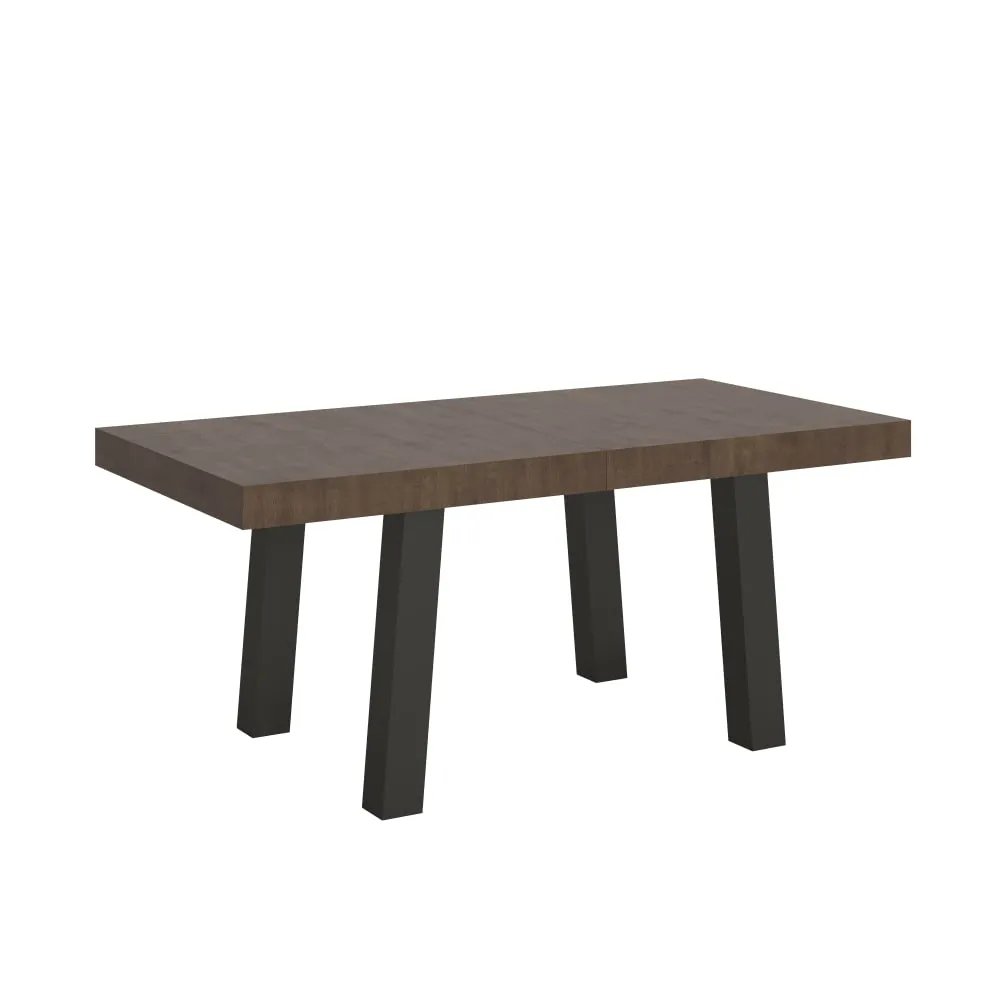 Table extensible effet bois noyer 90x200/460 cm