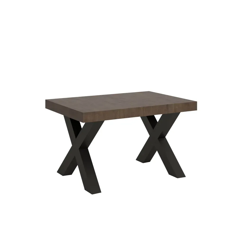 Table extensible effet bois noyer 90x140/244 cm