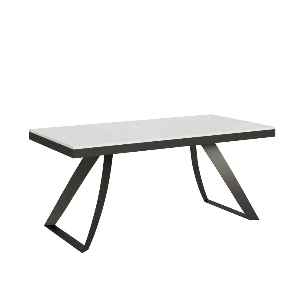 Table extensible effet bois frêne blanc 90x180/284 cm