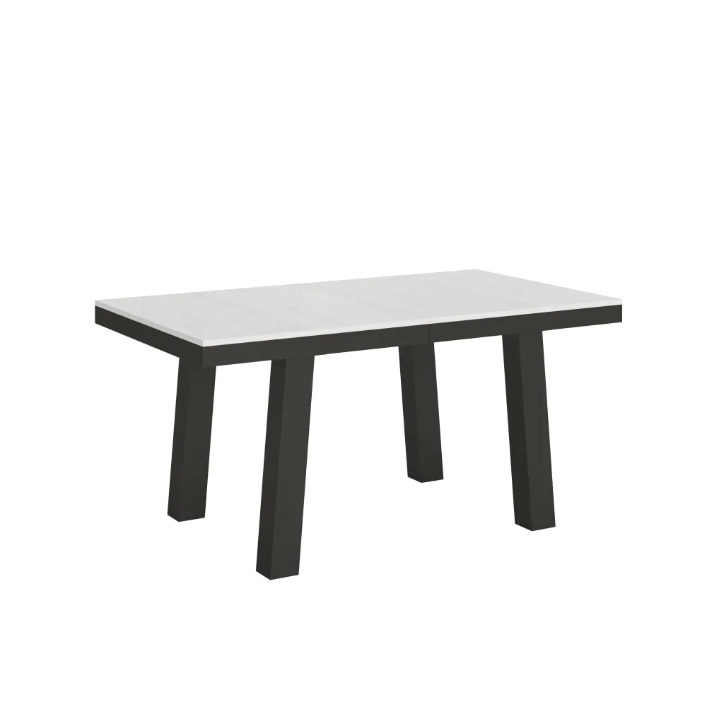 Table extensible effet bois frêne blanc 90x160/420 cm