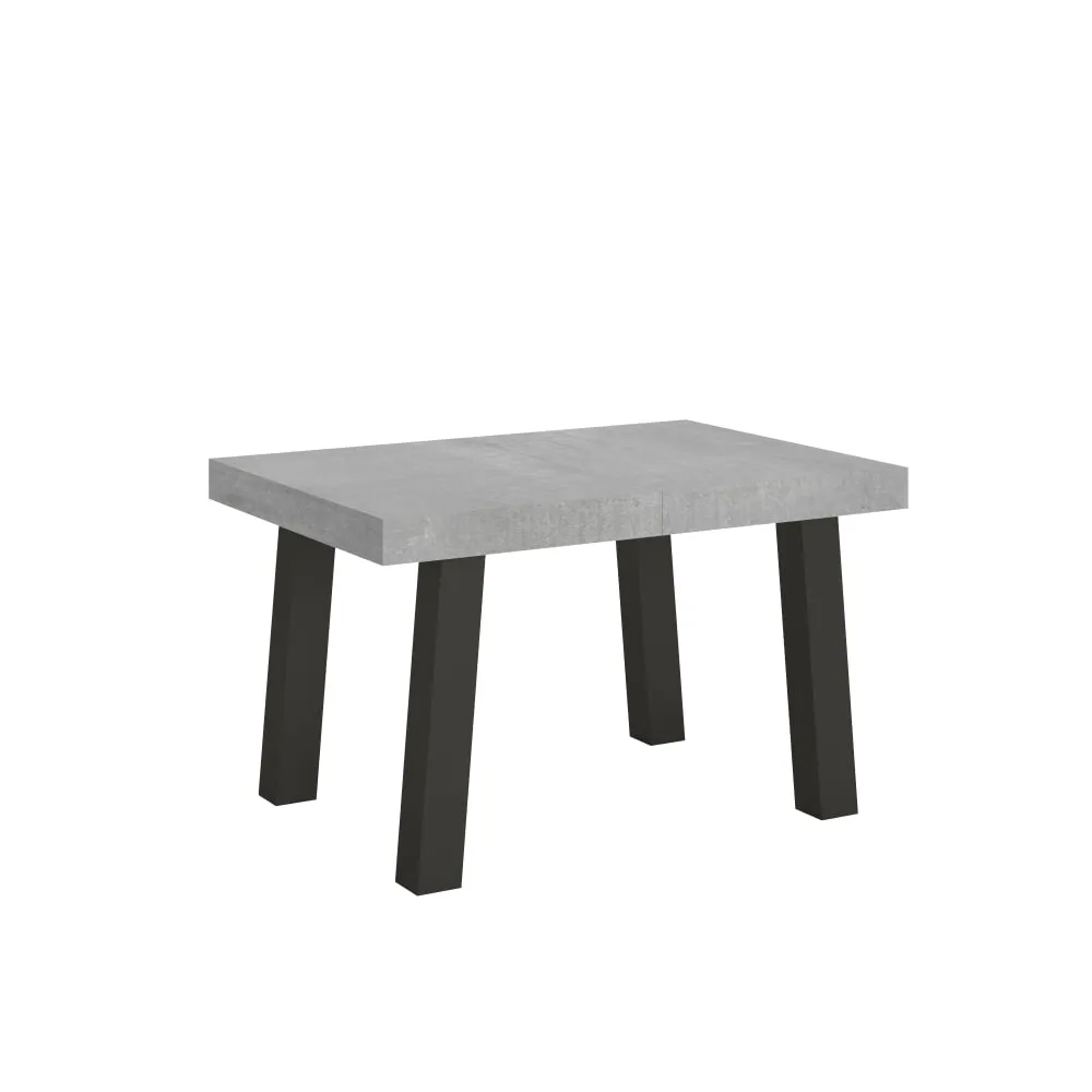Table extensible effet béton gris 90x130/234 cm