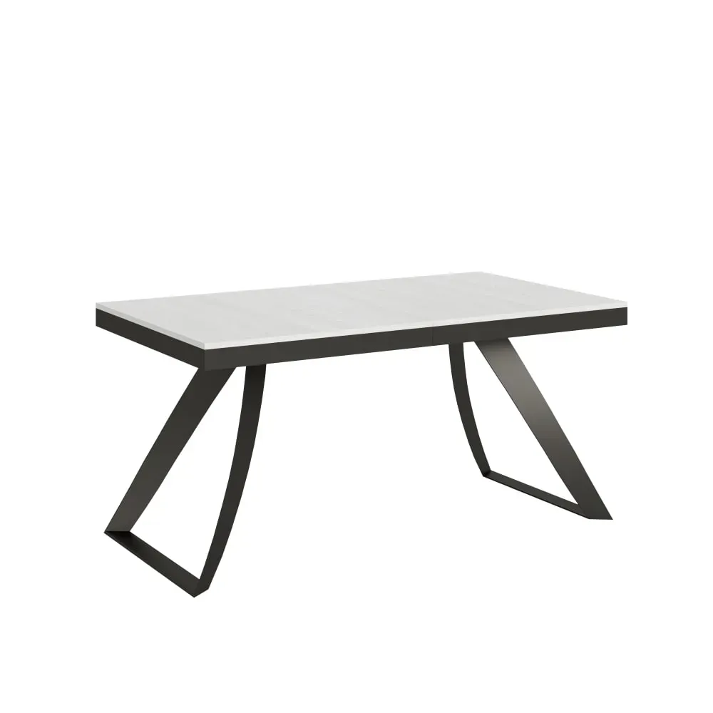 Table extensible effet bois frêne blanc 90x160/420 cm
