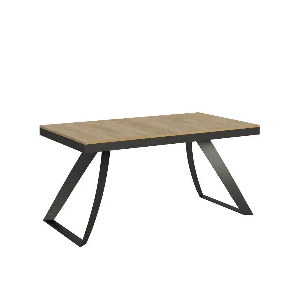 Table extensible effet bois chêne nature 90x160/420 cm