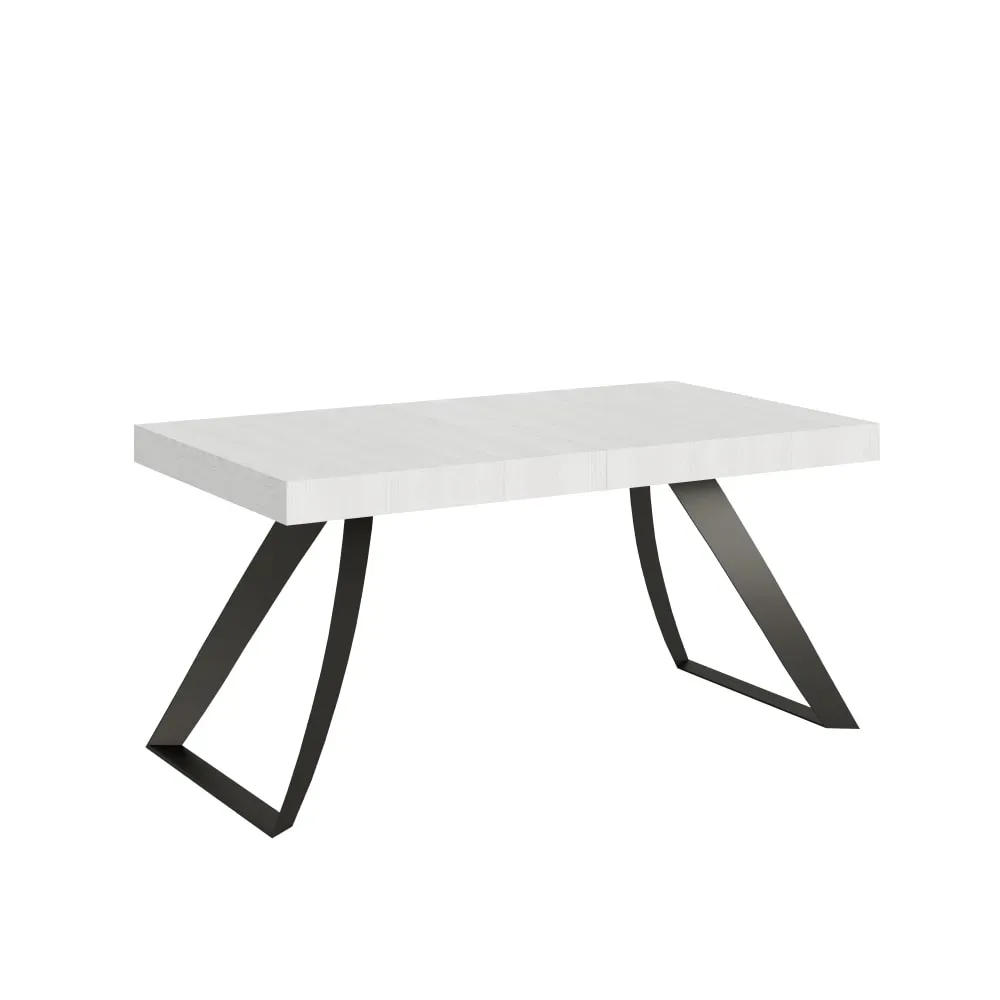 Table extensible effet bois frêne blanc 90x160/264 cm