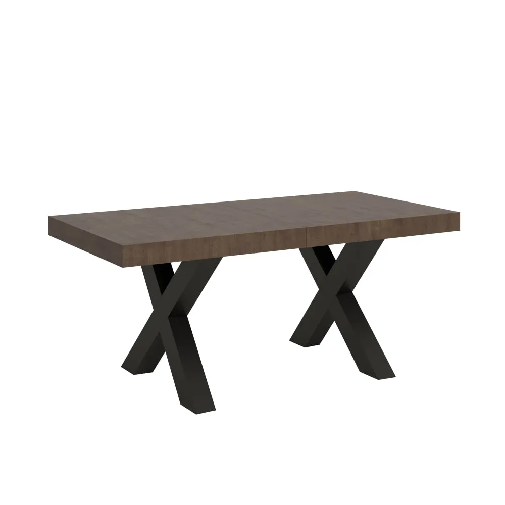 Table extensible effet bois noyer 90x200/460 cm