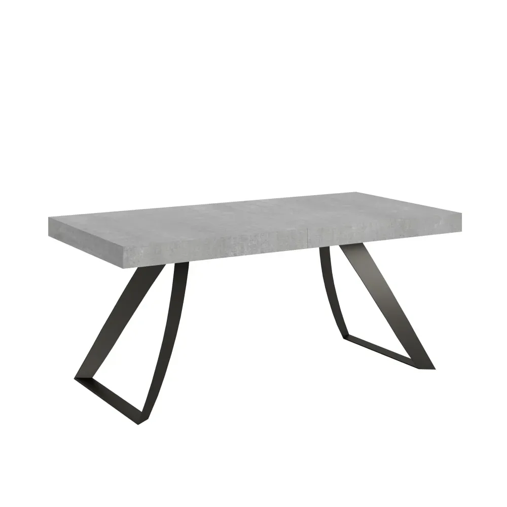 Table extensible effet béton gris 90x200/460 cm
