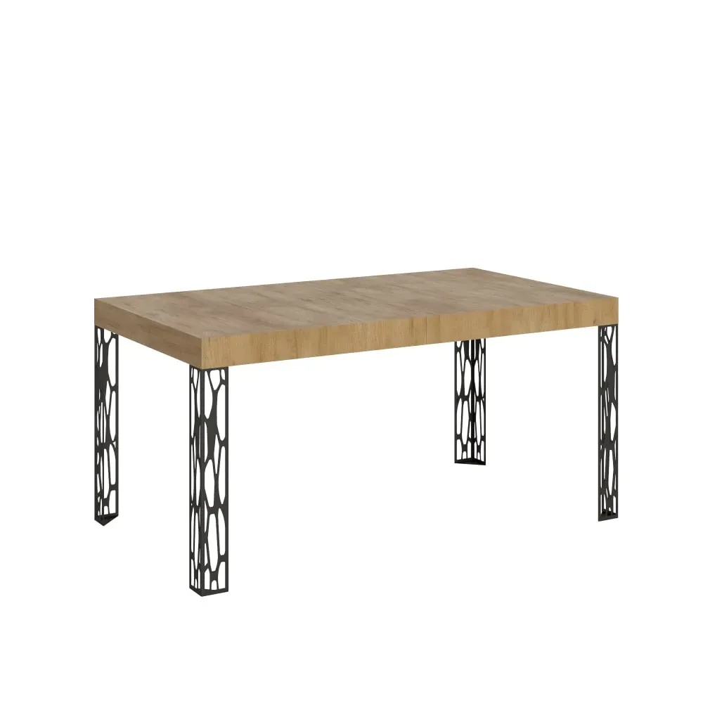 Table extensible effet bois chêne nature 90x160/264 cm