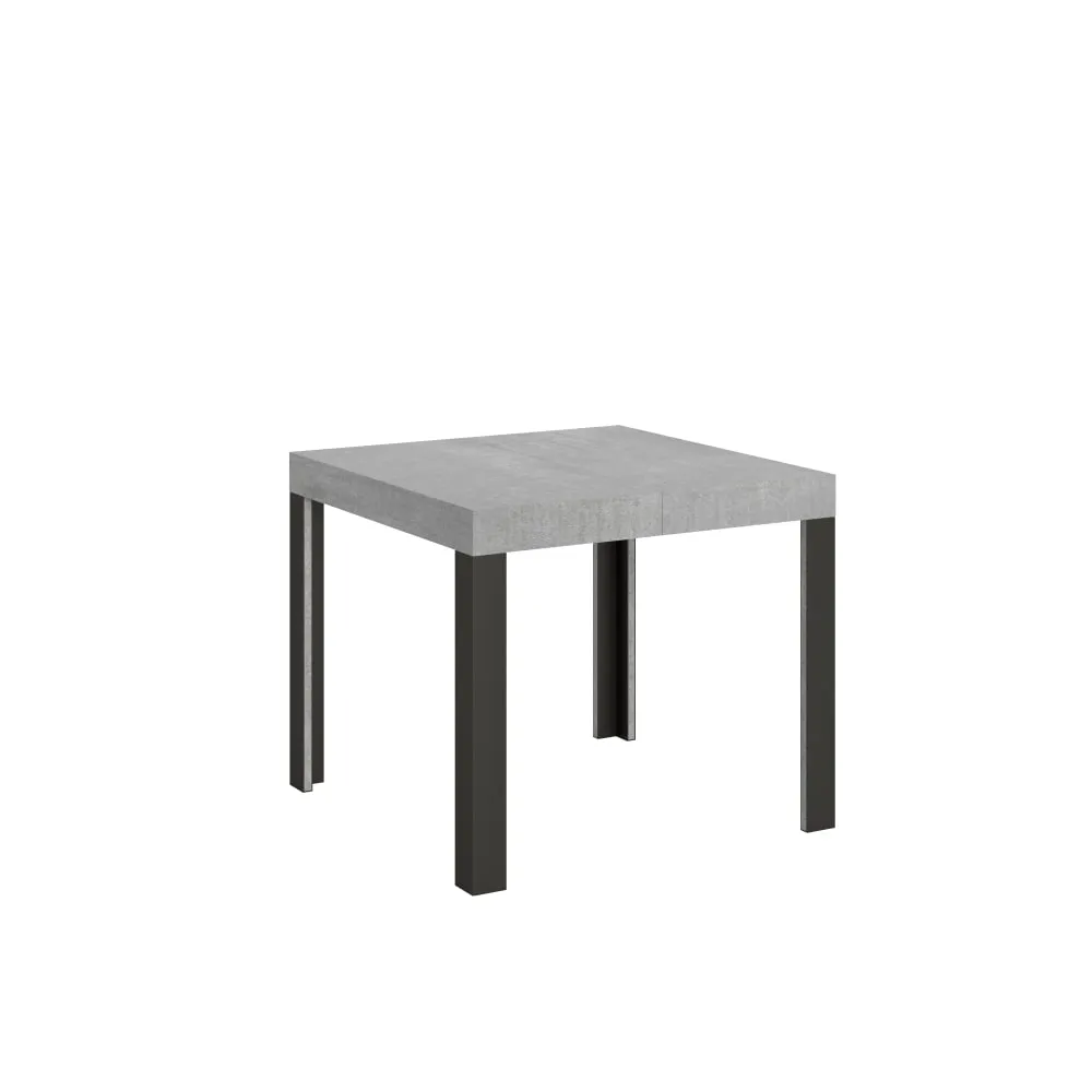 Table extensible effet béton gris 90x90/246 cm