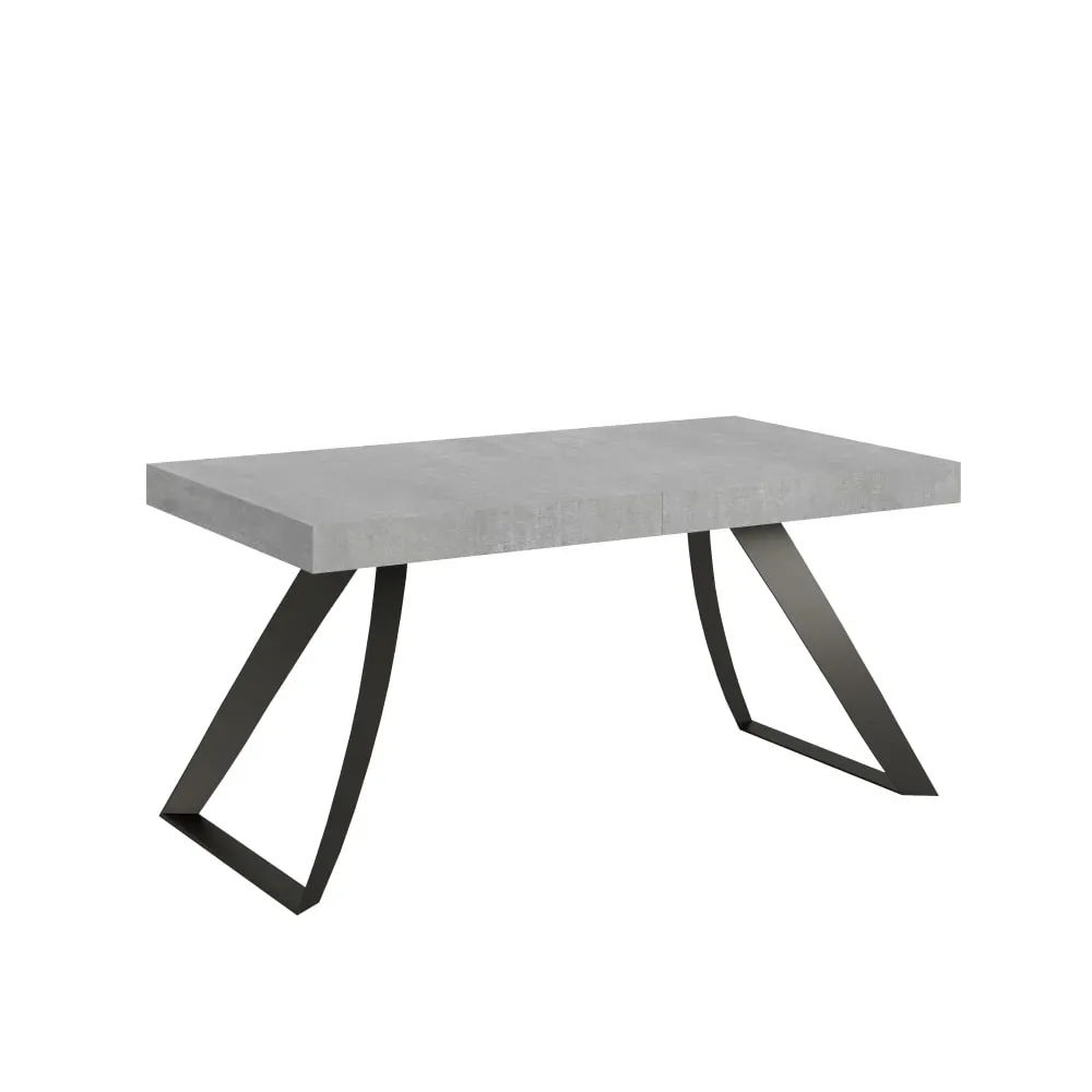 Table extensible effet béton gris 90x160/420 cm