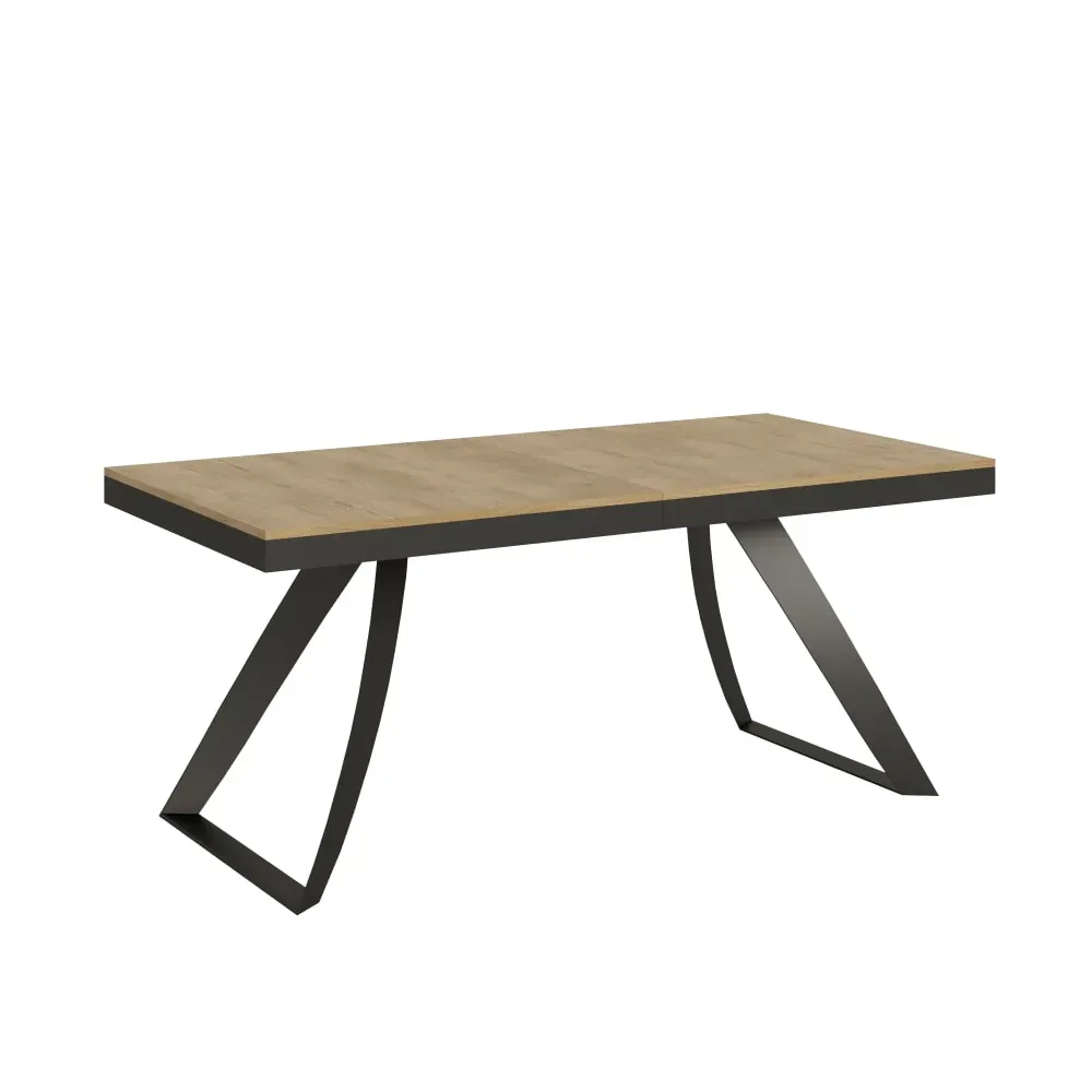 Table extensible effet bois chêne nature 90x180/440 cm