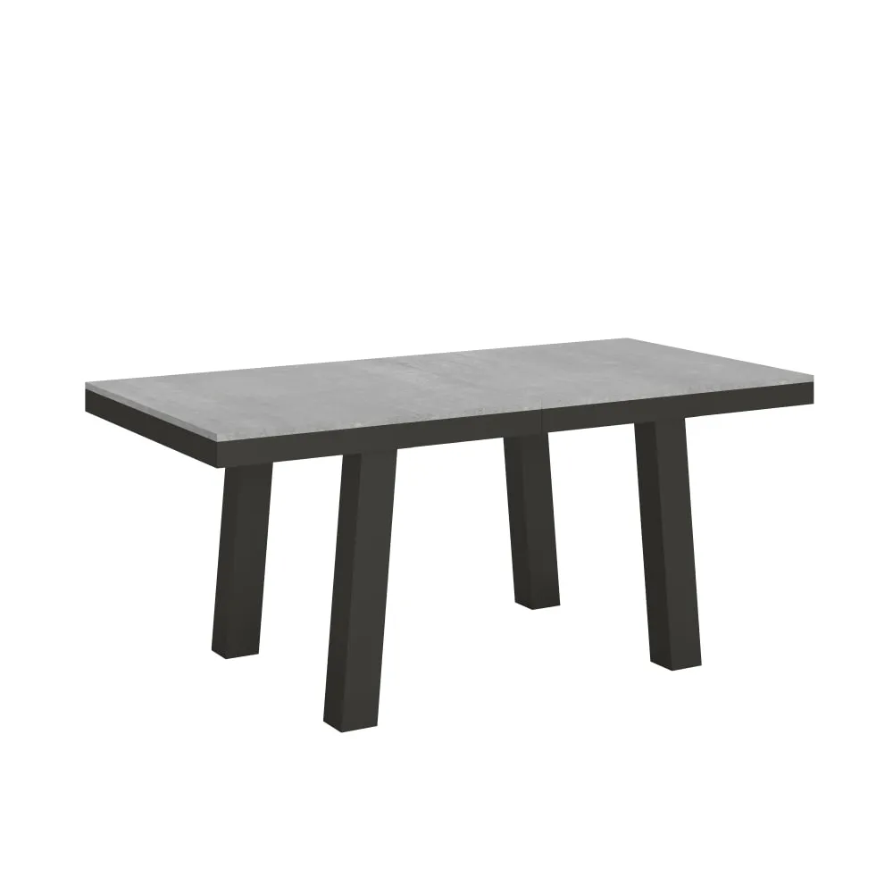 Table extensible effet béton gris 90x180/440 cm