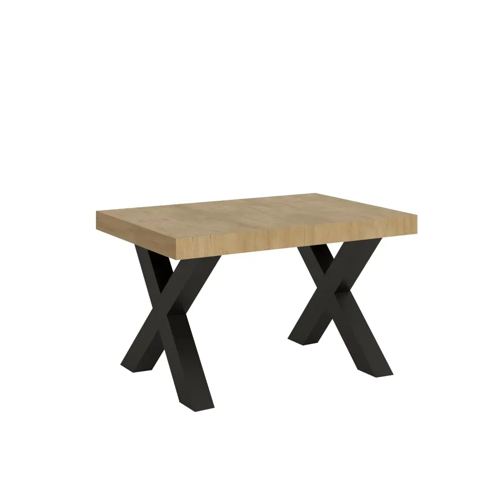 Table extensible effet bois chêne nature 90x120/224 cm
