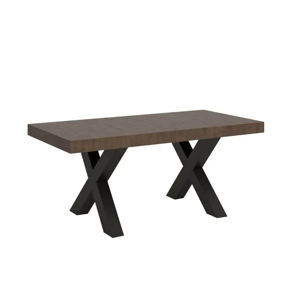 Table extensible effet bois noyer 90x180/440 cm