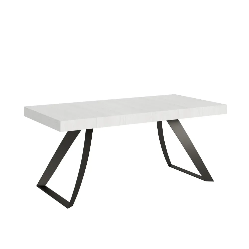 Table extensible effet bois frêne blanc 90x200/460 cm