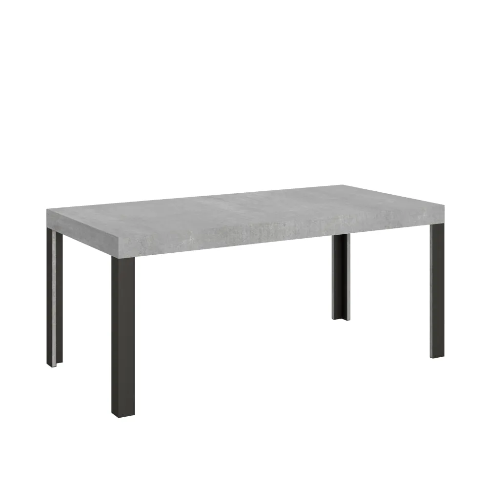 Table extensible effet béton gris 90x180/284 cm