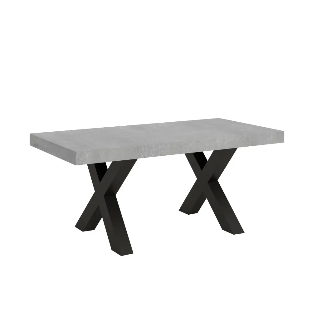 Table extensible effet béton gris 90x200/460 cm