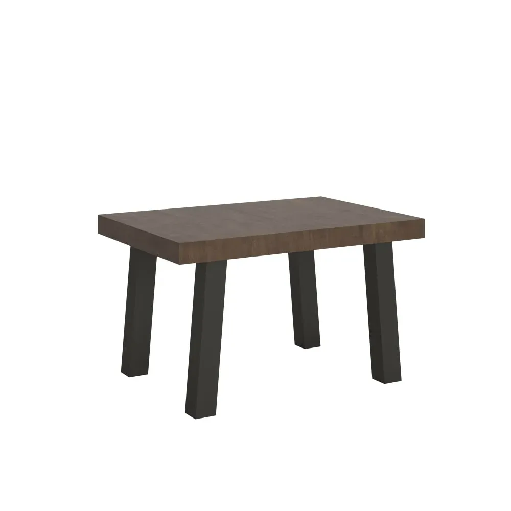 Table extensible effet bois noyer 90x140/244 cm