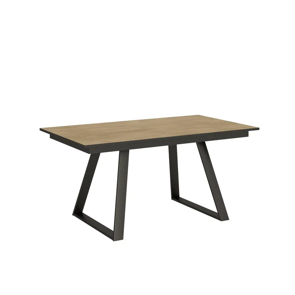 Table extensible effet bois chêne nature 90x160/220 cm