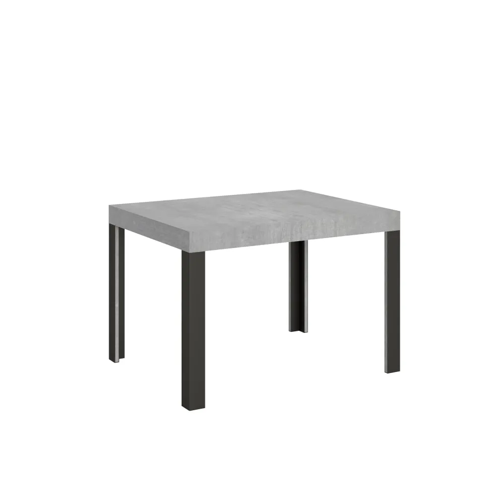 Table extensible effet béton gris 80x120/204 cm