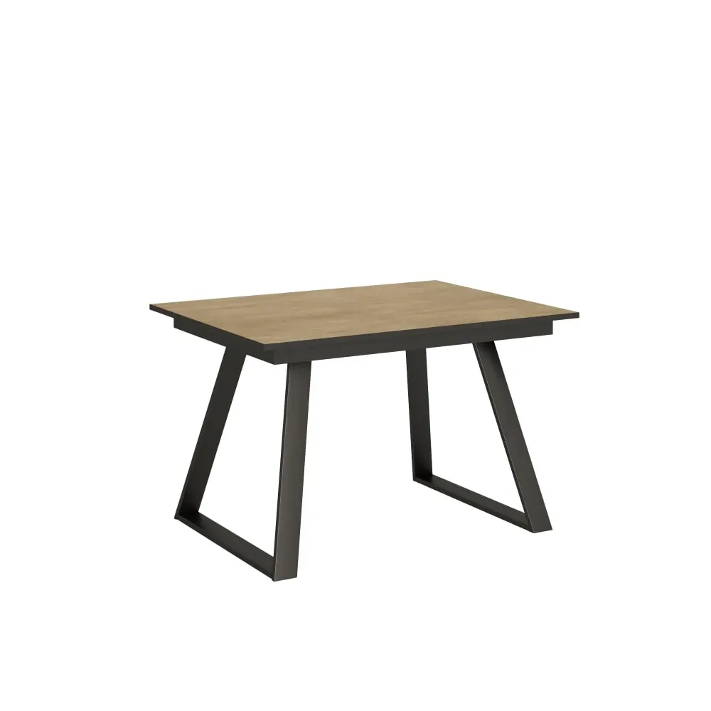 Table extensible effet bois chêne nature 90x120/180 cm