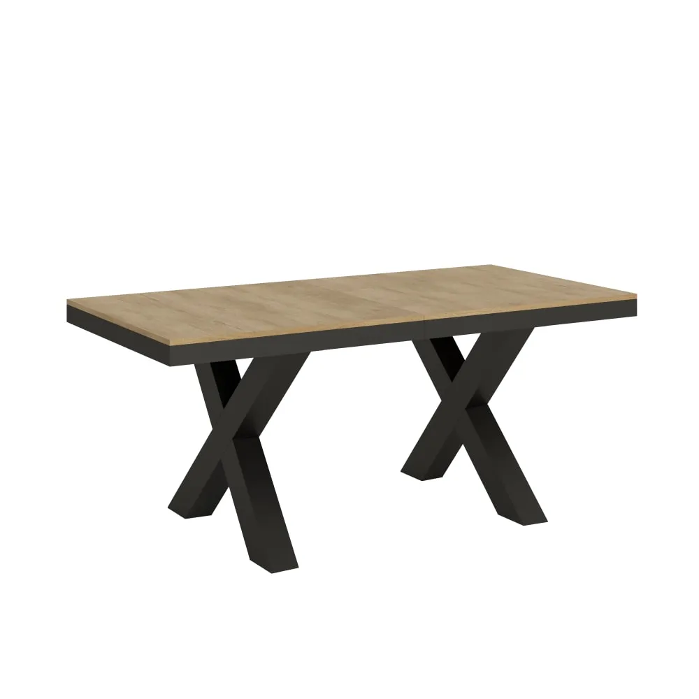 Table extensible effet bois chêne nature 90x180/440 cm