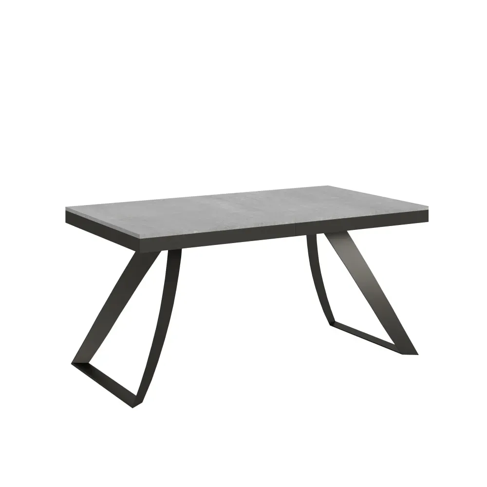Table extensible effet béton gris 90x160/264 cm