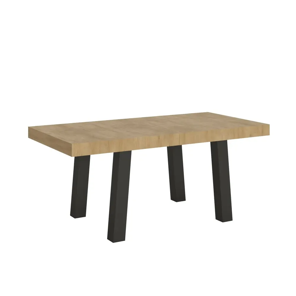 Table extensible effet bois chêne nature 90x200/460 cm