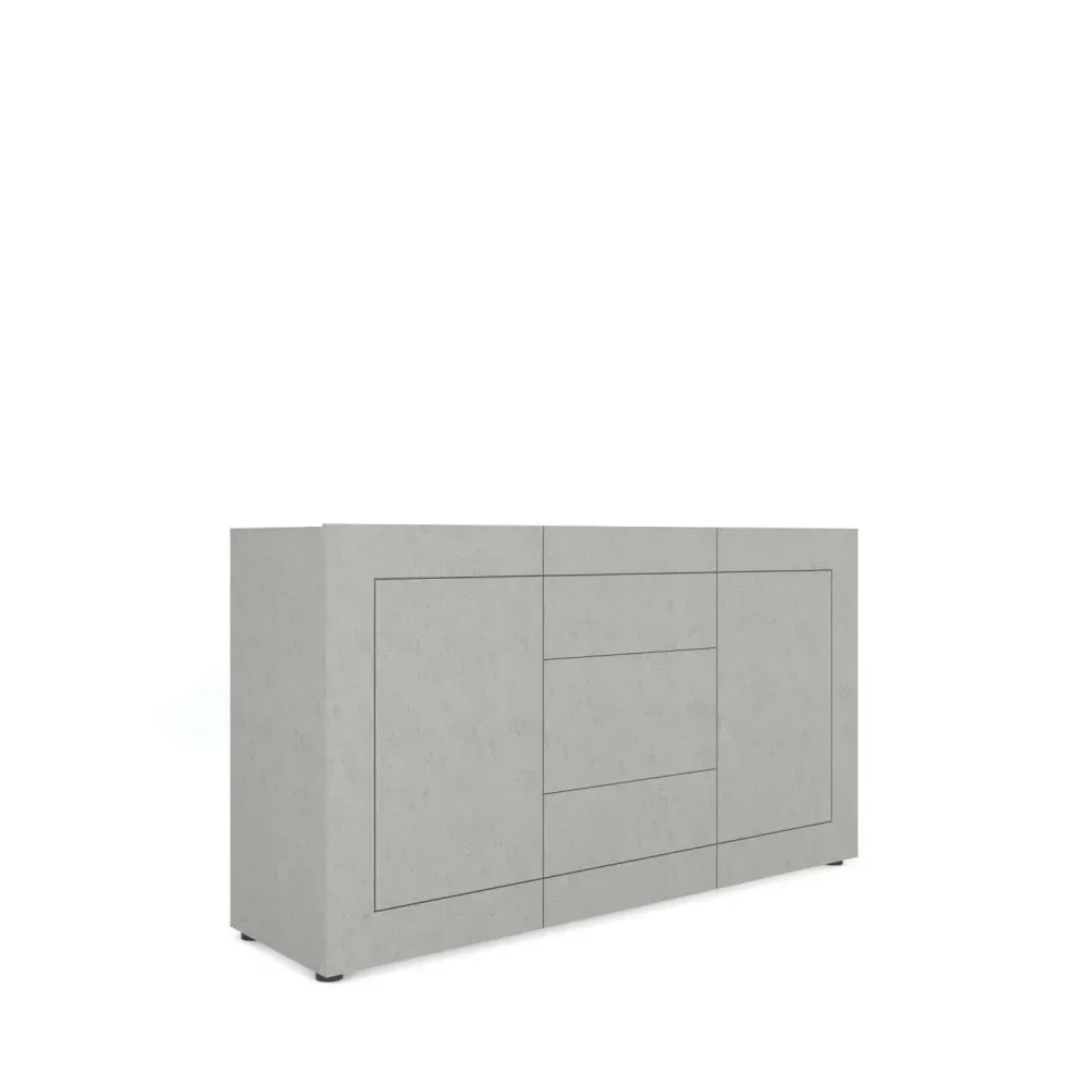 Buffet 2 portes/3 tiroirs effet bois gris cachemire 150x40x83,5 cm