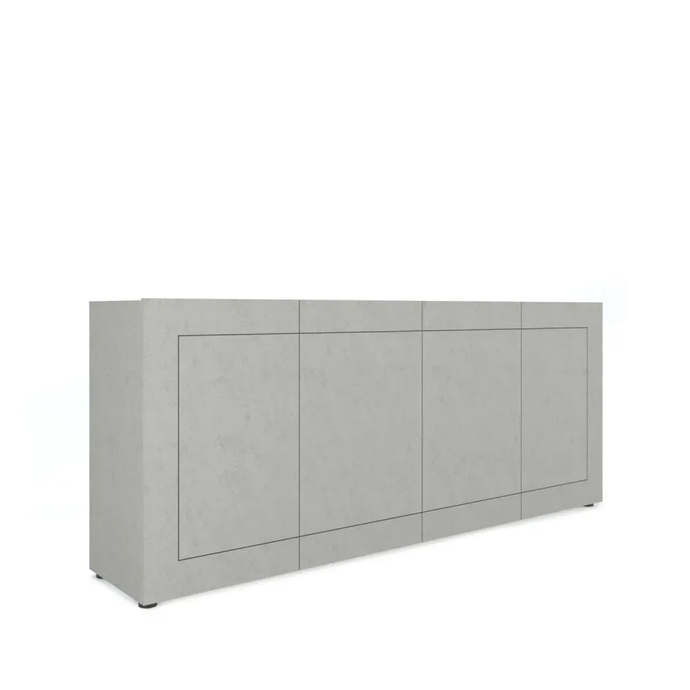 Buffet 4 portes effet bois gris cachemire 200x40x83,5 cm
