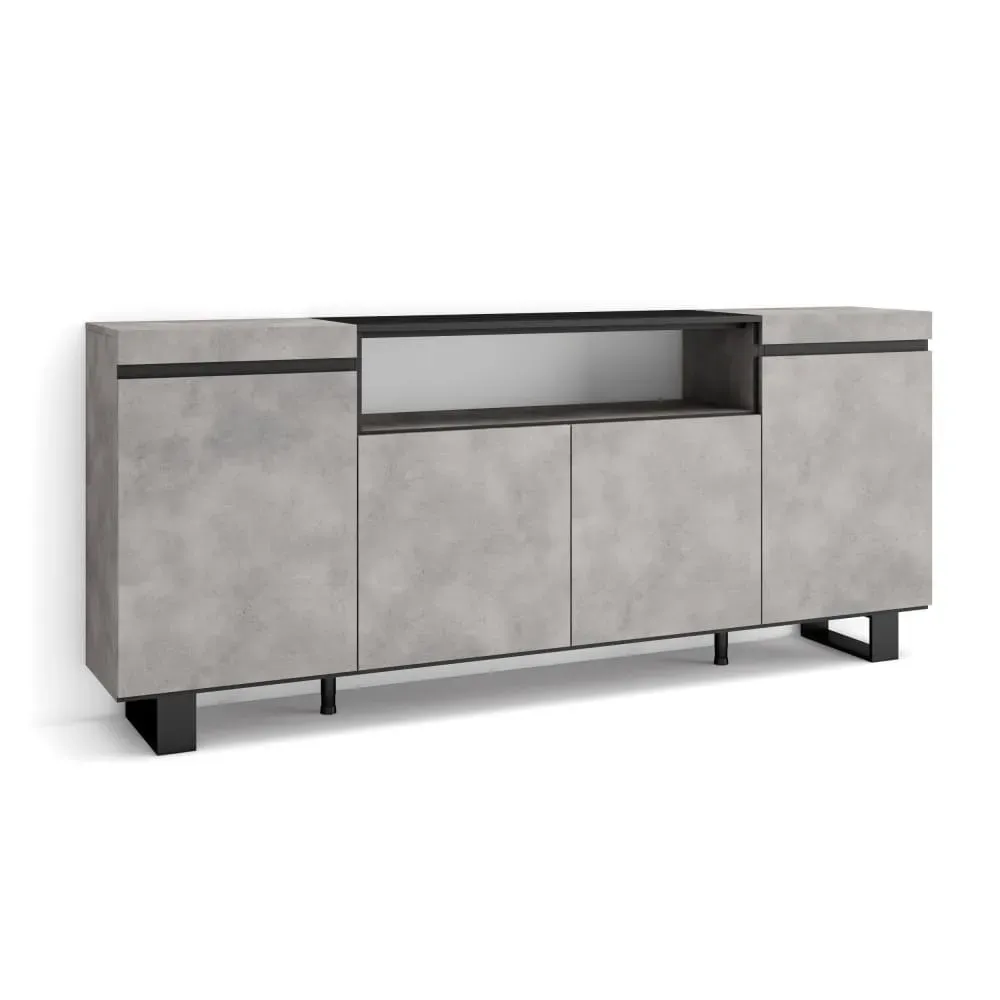 Buffet effet bois ciment 200x35x87cm avec pieds