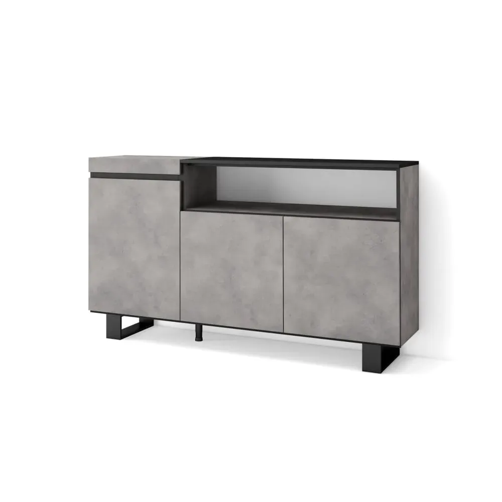 Buffet effet bois ciment 150x35x87cm avec pieds