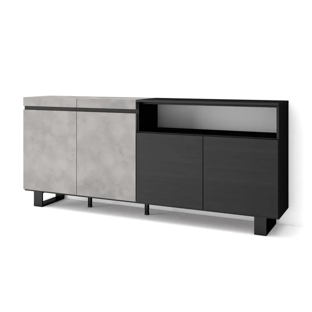 Buffet effet bois ciment 200x35x87cm avec pieds