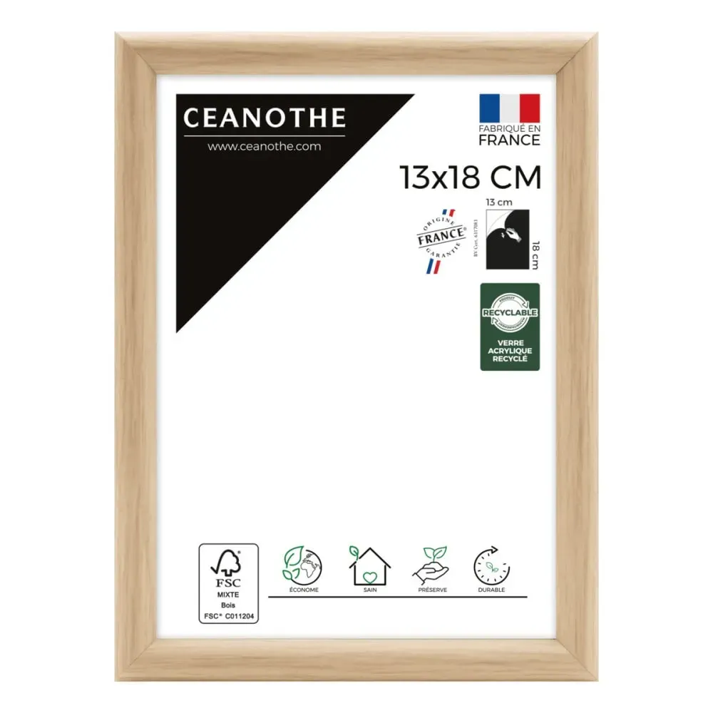 Cadre photo exposition brut 13x18 cm bois massif fsc