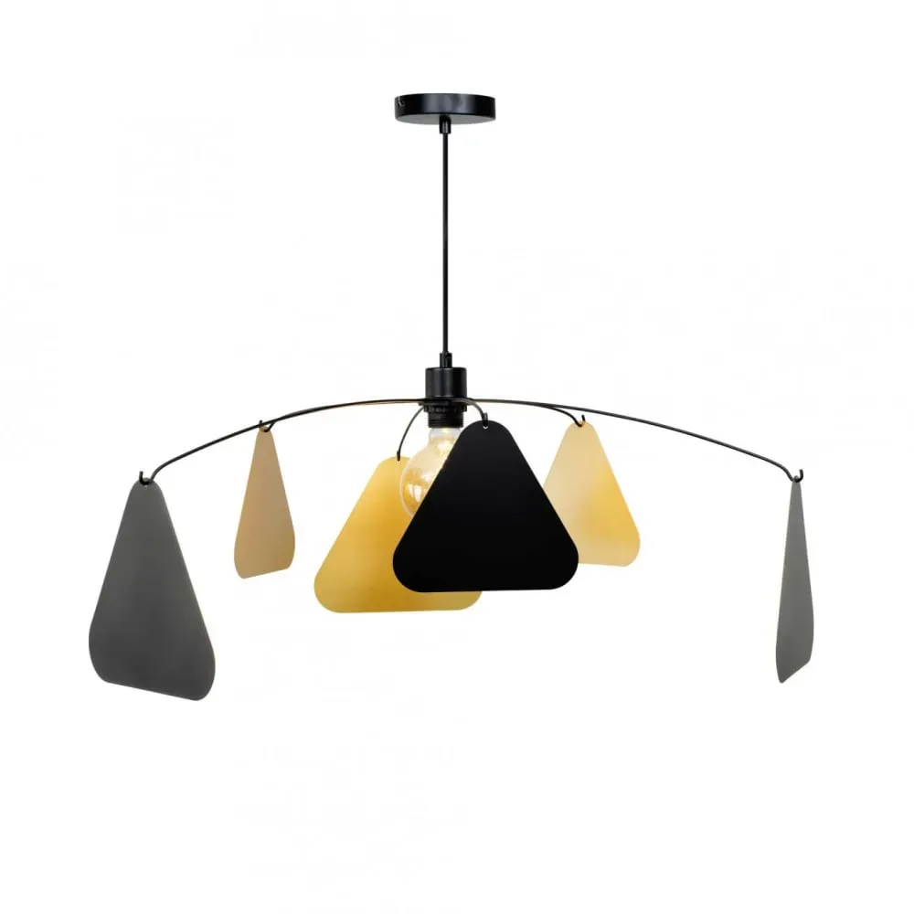 Suspension en métal noir et doré