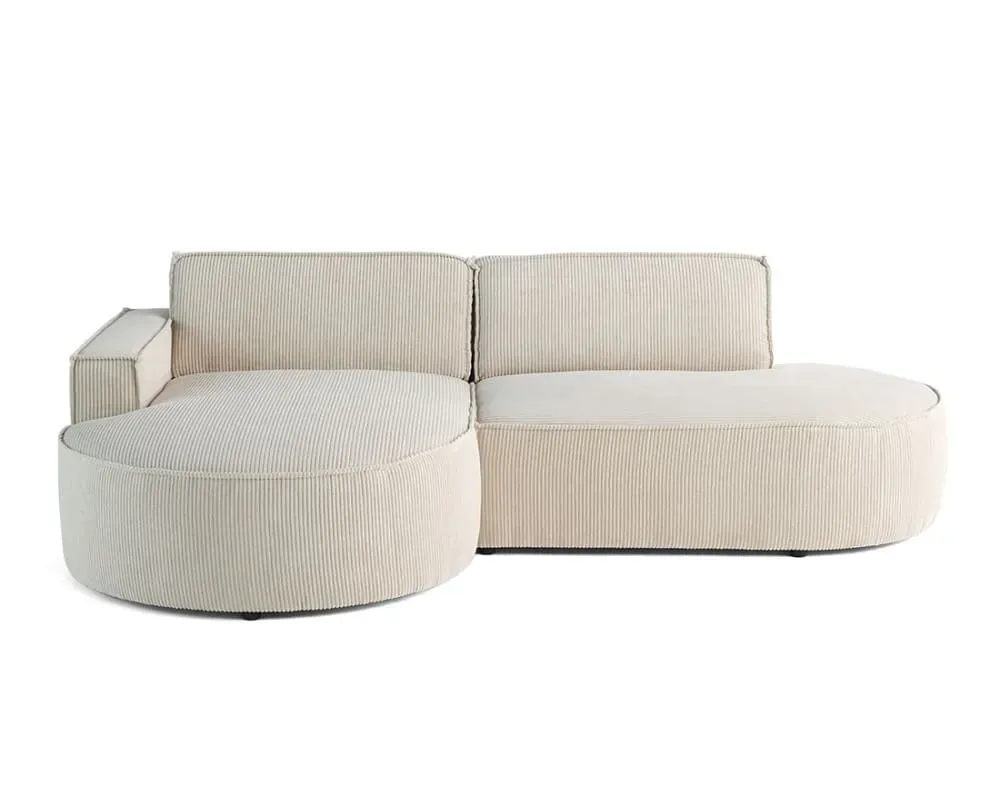 Canapé d'angle gauche 4 places en velours côtelé beige