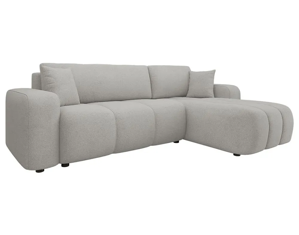 Canapé d'angle réversible convertible 4 places en tissu gris clair