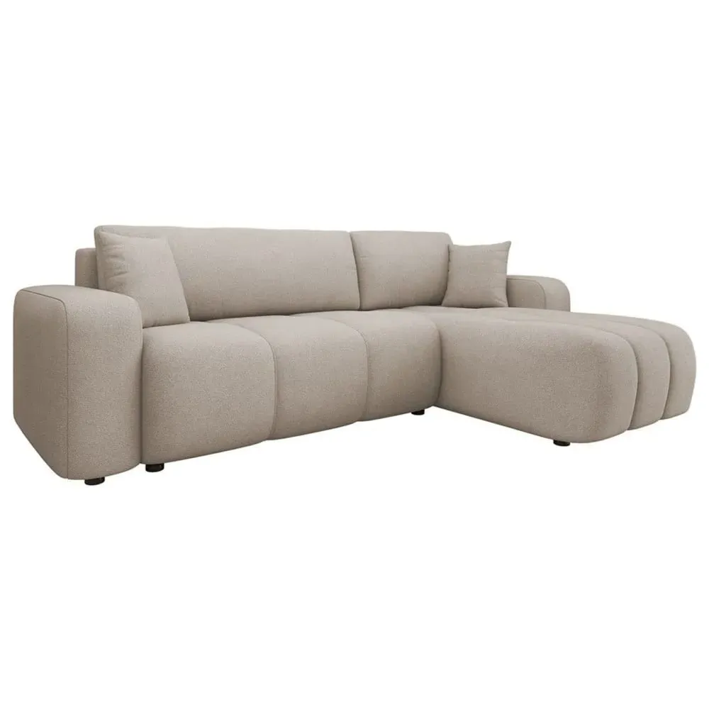 Canapé d'angle réversible convertible 4 places en tissu taupe