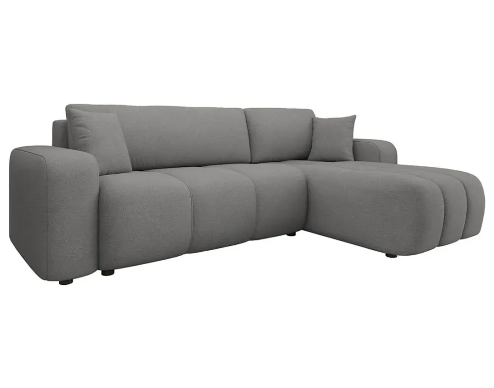 Canapé d'angle réversible convertible 4 places en tissu gris