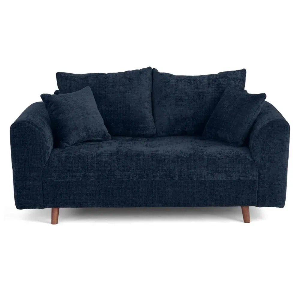 Canapé 2 places en velours texturé bleu