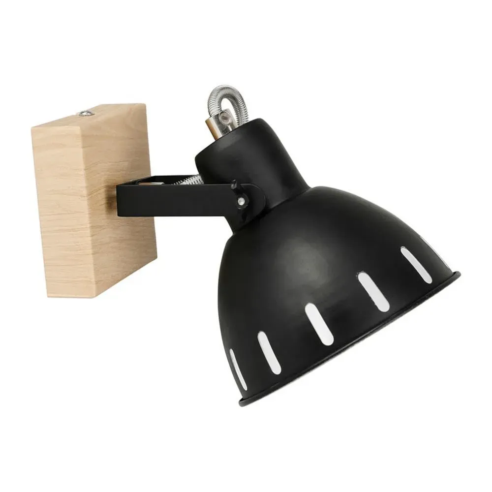 Spot patère orientable 1 abat-jour métal noir