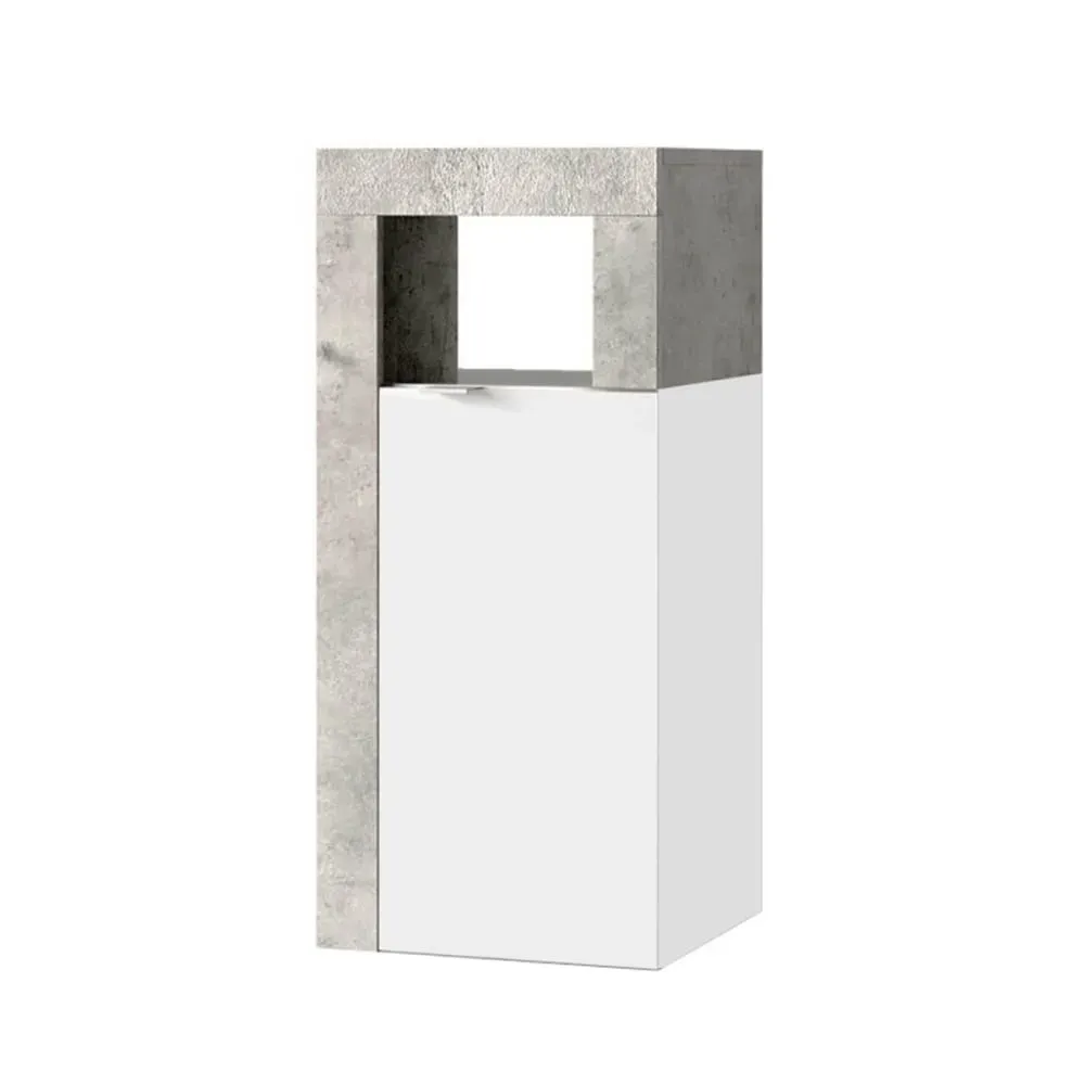 Rangement  1 porte blanc laqué et aspect béton