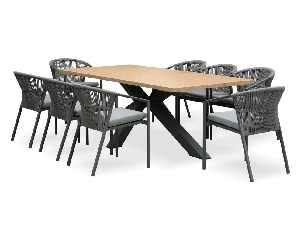 Ensemble repas de jardin 8 places - Gris anthracite